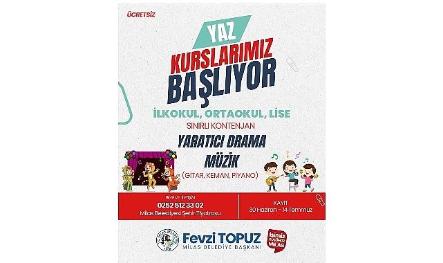 Milas Belediyesi Yaz Kursları İçin Kayıtlar Başlıyor Milas Belediyesi Yaz Kursları İçin Kayıtlar Başlıyor