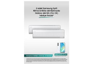 Samsung Split Klimalarda 2'li alımda Galaxy A16 5G telefon hediye fırsatı!
