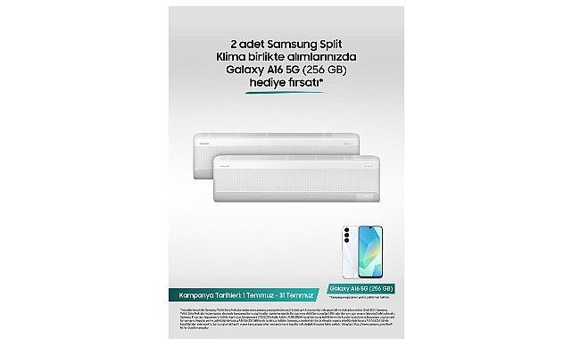 Samsung Split Klimalarda 2'li alımda Galaxy A16 5G telefon hediye fırsatı! Samsung Split Klimalarda 2'li alımda Galaxy A16 5G telefon hediye fırsatı!