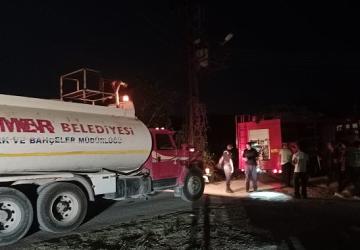 Kemer Belediye ekiplerinden trafo yangınına müdahale