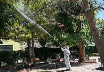 Selçuklu Belediyesi yeşil alan ilaçlamalarını dış mahallelerde de sürdürüyor