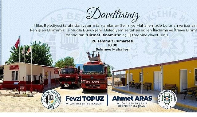 Milas Belediyesi Tarafından Yapımı Tamamlanan Hizmet Binası Törenle Açılıyor Milas Belediyesi Tarafından Yapımı Tamamlanan Hizmet Binası Törenle Açılıyor