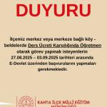Kahta İlçe Milli Eğitim Müdürlüğü'nden ders ücreti karşılığında öğretmen görevlendirme duyurusu