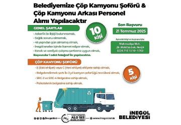 İnegöl Belediyesi 15 Personel Alacak