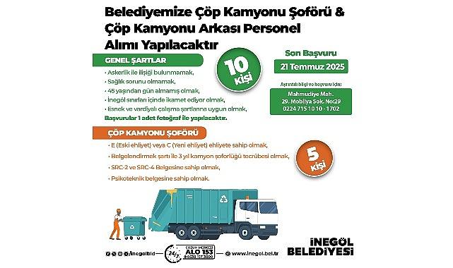 İnegöl Belediyesi 15 Personel Alacak