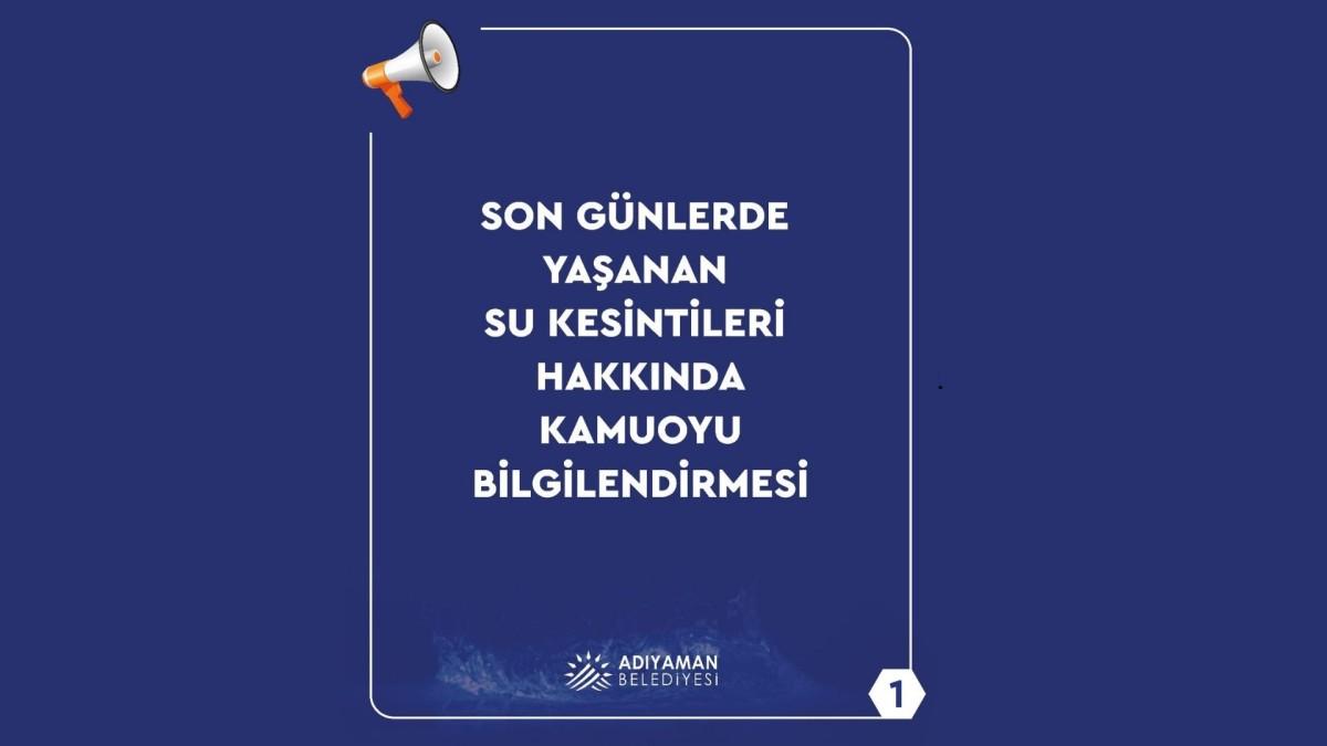 Adıyaman Belediyesi’nden su kesintilerine ilişkin kapsamlı açıklama Adıyaman Belediyesi’nden su kesintilerine ilişkin kapsamlı açıklama
