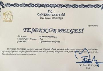 Yeşil Vatanın Bekçilerine Teşekkür Belgeleri Takdim Edildi