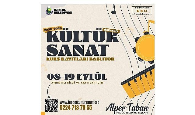 İnegöl Belediyesi'nin Kültür Sanat Kurslarında Kayıtlar Başladı