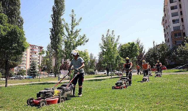 Çankaya parklarında çimler biçme ve ot temizleme mesaisi Çankaya parklarında çimler biçme ve ot temizleme mesaisi