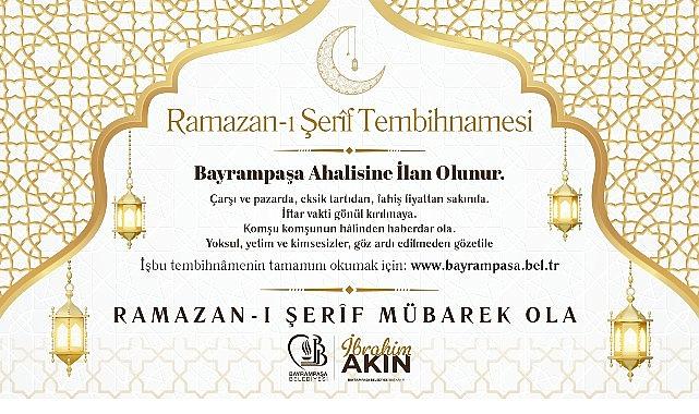 Bayrampaşa Belediyesi'nden “Ramazan-ı Şerîf Tembihnâmesi"
