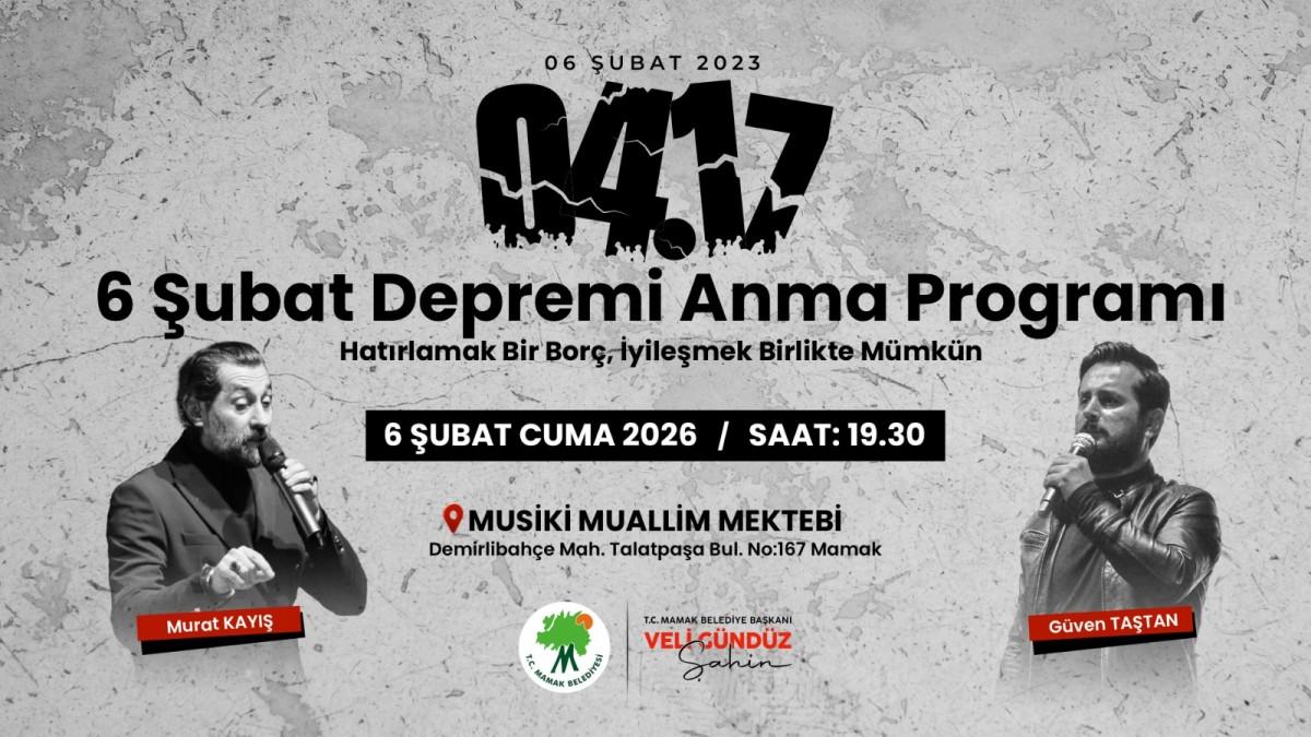 Mamak Belediyesi’nden 6 Şubat programı: Murat Kayış ve Güven Taştan sahne alacak
