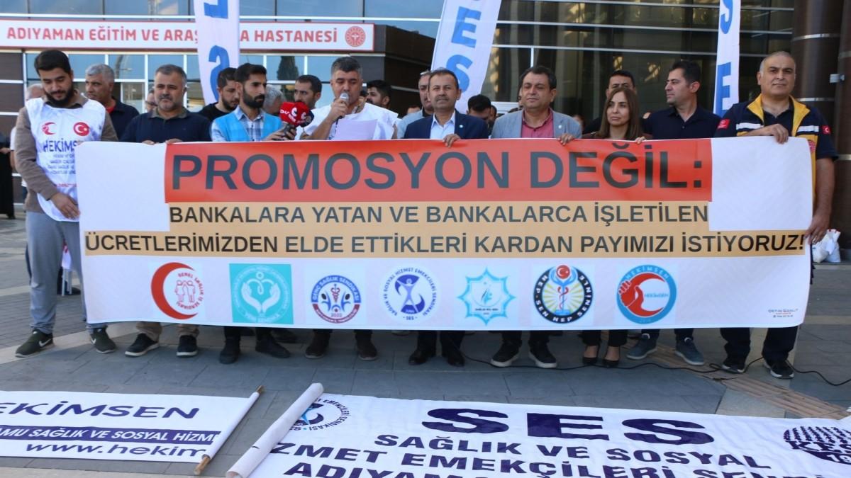 Adıyaman’da sağlık emekçilerinden promosyon ihalesine tepki: ‘Bankaların kazandığı kârın payı bize aittir’ - Videolu Haber