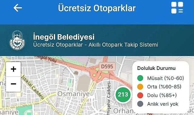 İnegöl'de Ücretsiz Otoparkların Anlık Doluluk Oranı Artık Cebinizde