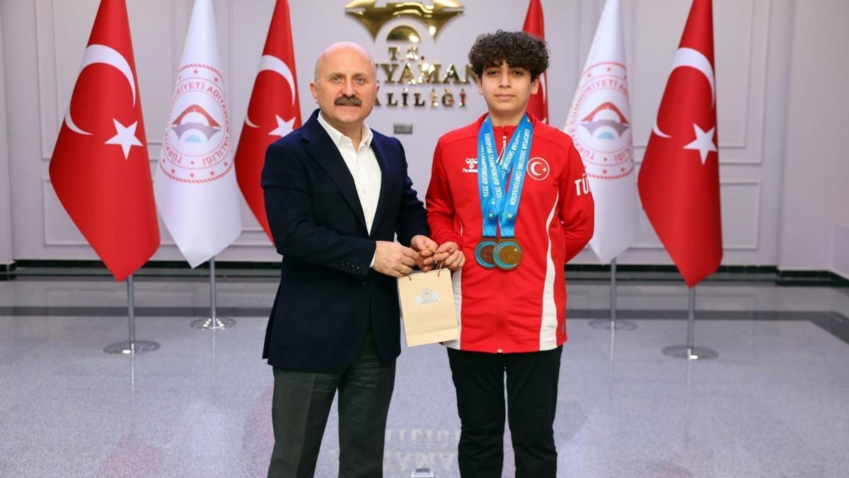 Avrupa Şampiyonu Mehmet Ali Kaya Adıyaman Valiliği’nde kabul edildi