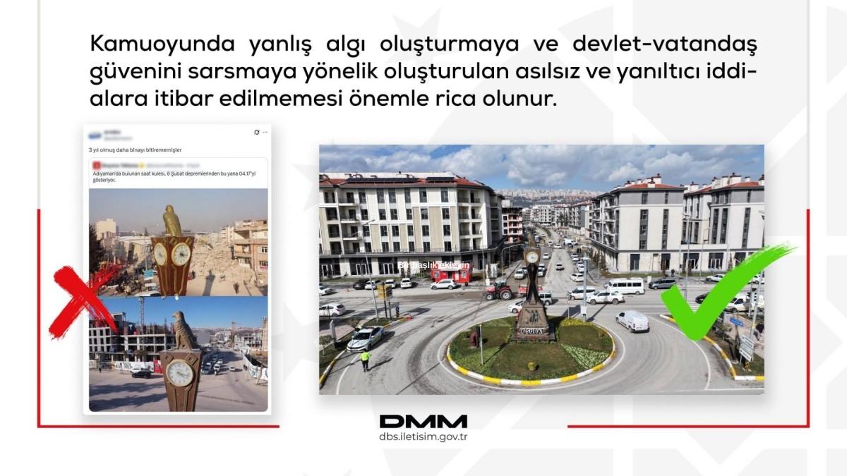 DMM’den Adıyaman’da saat kulesi çevresindeki inşaat iddialarına yalanlama