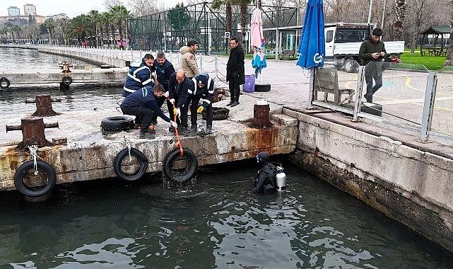 Körfez'de deniz dibi araç lastiğinden temizlendi