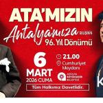 Atatürk'ün Antalya'ya gelişinin yıldönümü Kıraç konseri ile kutlanacak