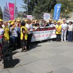 ANKARA (PHA) - Murat KAYIŞ - Kamu Emekçileri Sendikaları Konfederasyonu (KESK), İsrail’in Gazze’de sürdürdüğü saldırıları ve Birleşmiş Milletler’in (BM) raporlarına yansıyan kıtlık gerçeğini protesto etmek için İsrail Bü...