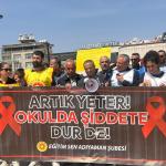 ADIYAMAN (PERRE) - Berfin GÜRBÜZ- Şeriban ÖZÇAKMAK- Eğitim Sen Adıyaman Şubesi, Şanlıurfa Siverek ve Kahramanmaraş'ta yaşanan okul saldırılarına tepki göstermek için basın açıklaması yapıp oturma eylemi gerçekleştirdi.